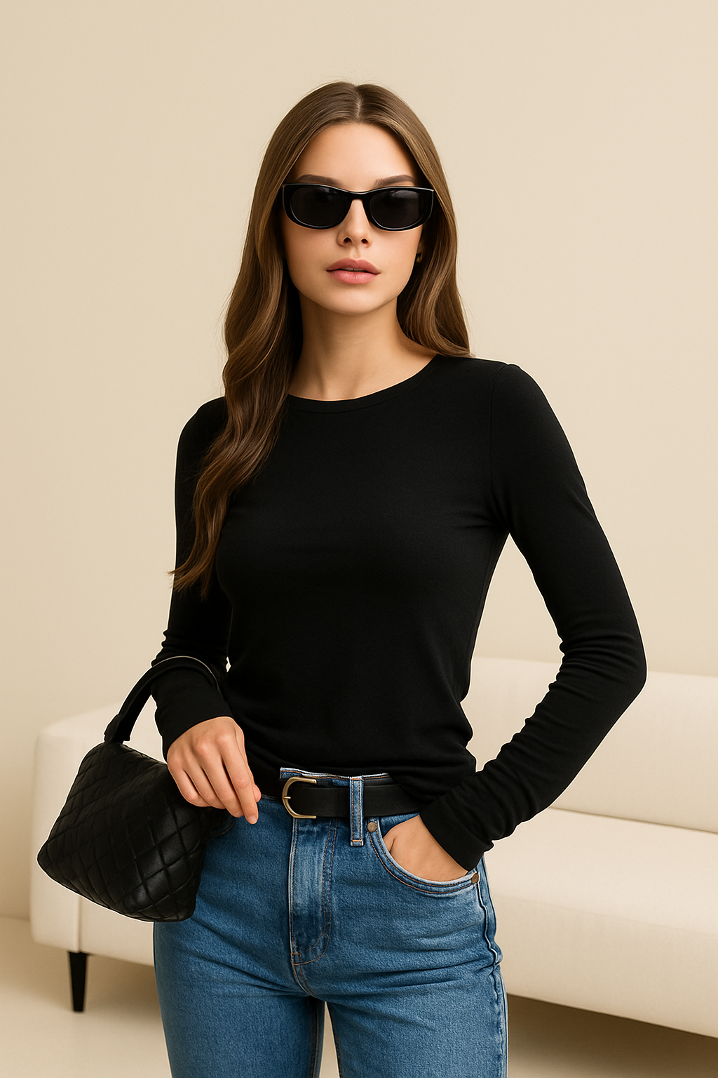 Evelyn | Women’s Long Sleeve Top – Stylish Slim Fit – Stretch Cotton Blend