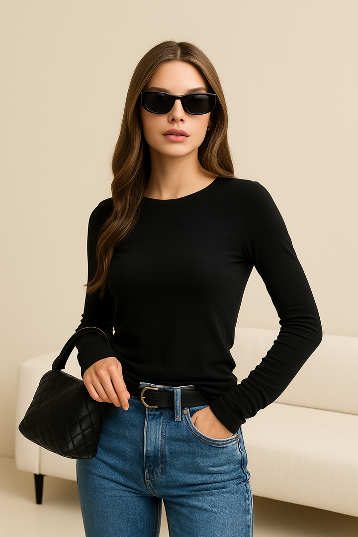 Evelyn | Women’s Long Sleeve Top – Stylish Slim Fit – Stretch Cotton Blend