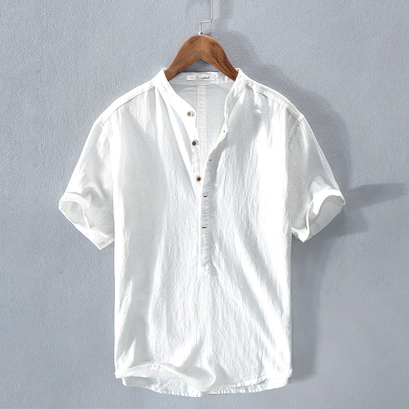 Theodore | Men's Elegant Linen Shirt with Mandarin Collar