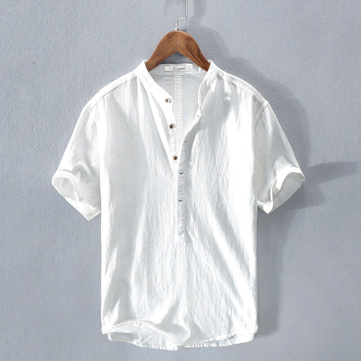 Theodore | Men's Elegant Linen Shirt with Mandarin Collar