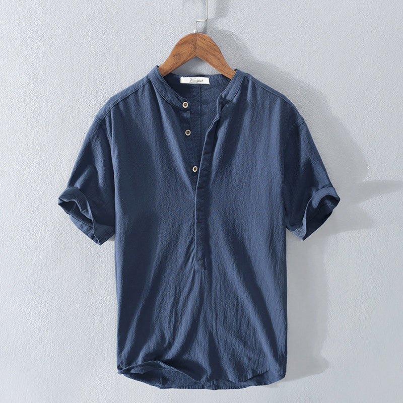 Theodore | Men's Elegant Linen Shirt with Mandarin Collar