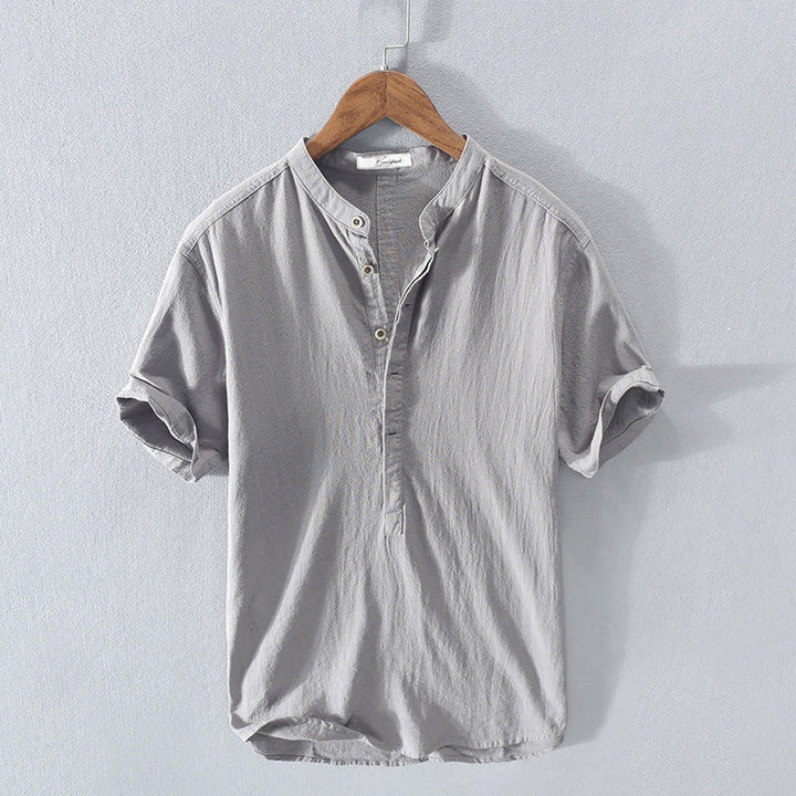 Theodore | Men's Elegant Linen Shirt with Mandarin Collar
