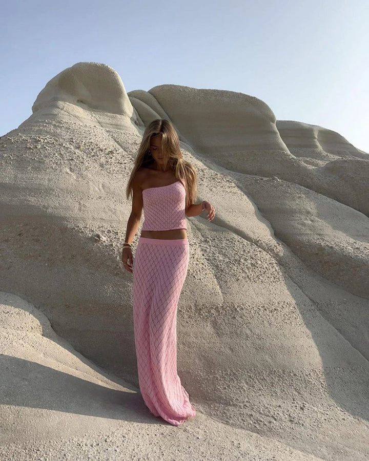 One-Strap Knitted Beachwear Set