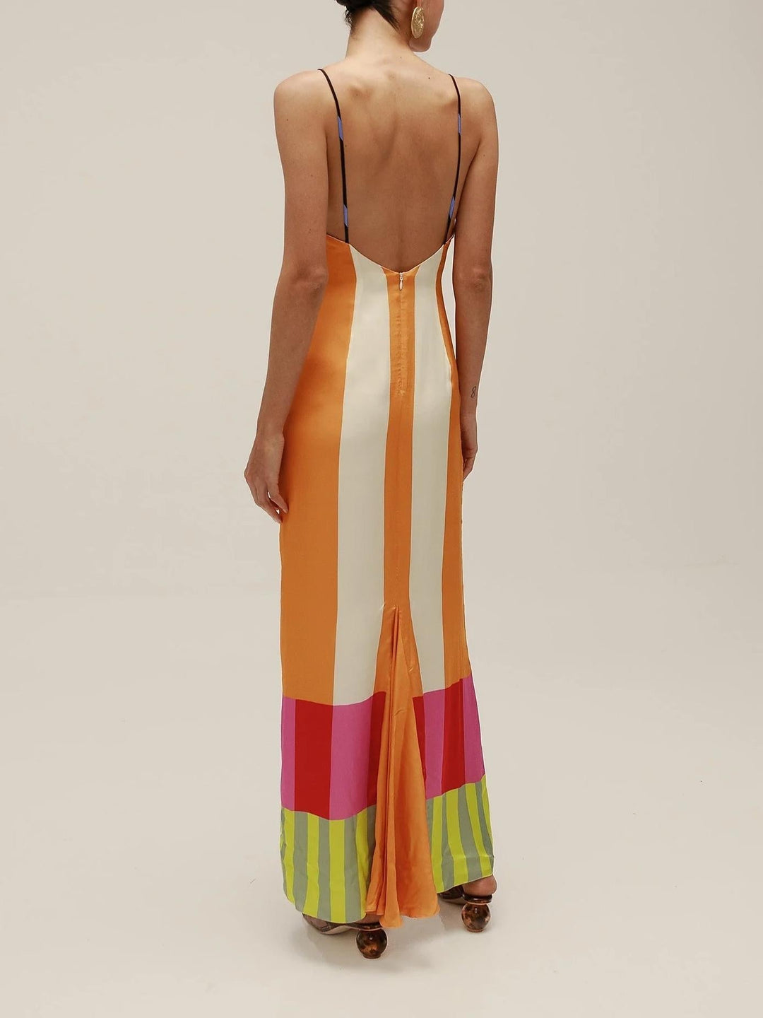 Theresa | Vibrant Geometric Striped Maxi Dress