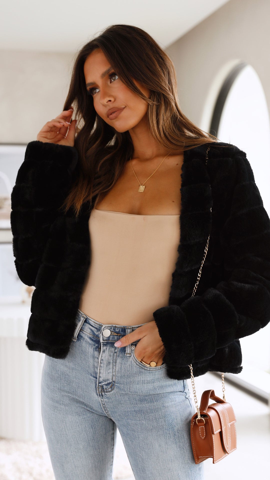 Nancy | Women's Cropped Faux Fur Jacket