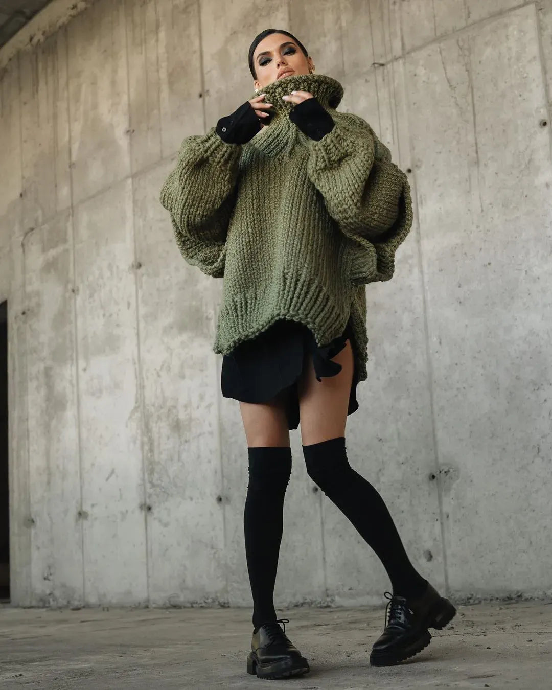 Rochelle | Women's Oversized Chunky Knit Sweater Dress