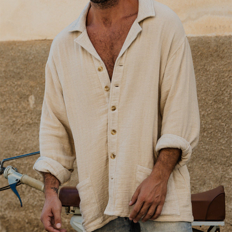 Reid | Casual Long Sleeve Cotton Linen Blend Shirt - Relaxed Fit