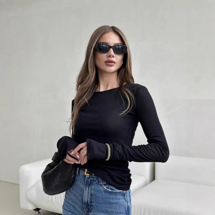 Evelyn | Women’s Long Sleeve Top – Stylish Slim Fit – Stretch Cotton Blend