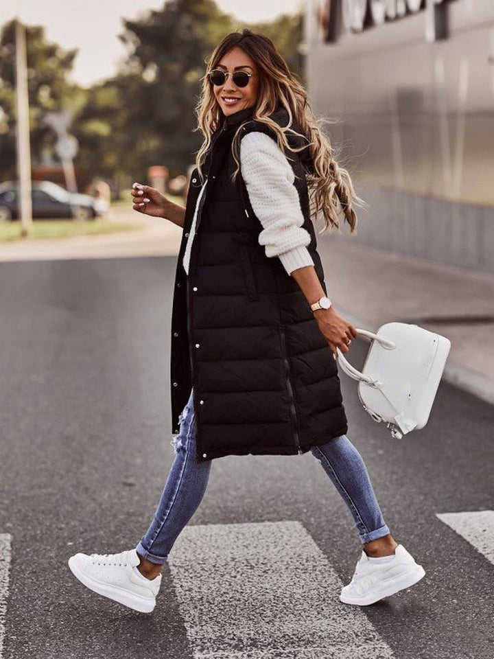 Phoebe | Women's Long Hooded Puffer Vest
