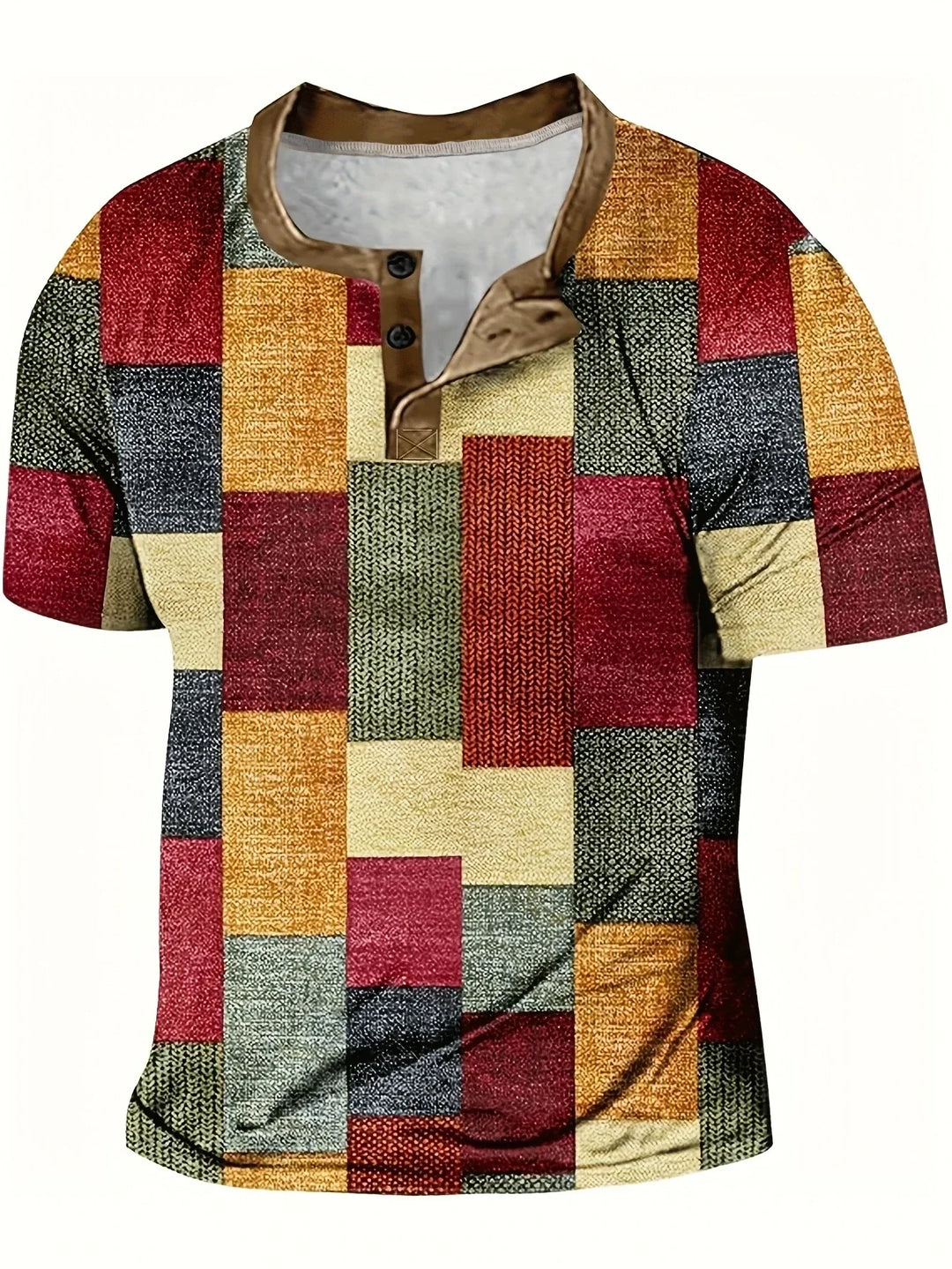 Maron | Stylish Patchwork Henley Shirt