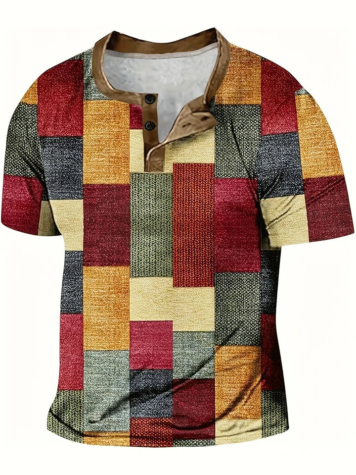 Maron | Stylish Patchwork Henley Shirt