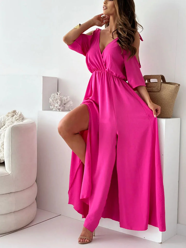 Amy | Elegant Cold-Shoulder Maxi Dress