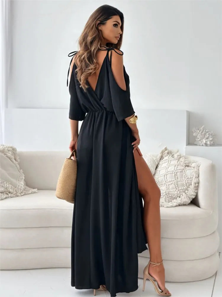 Amy | Elegant Cold-Shoulder Maxi Dress