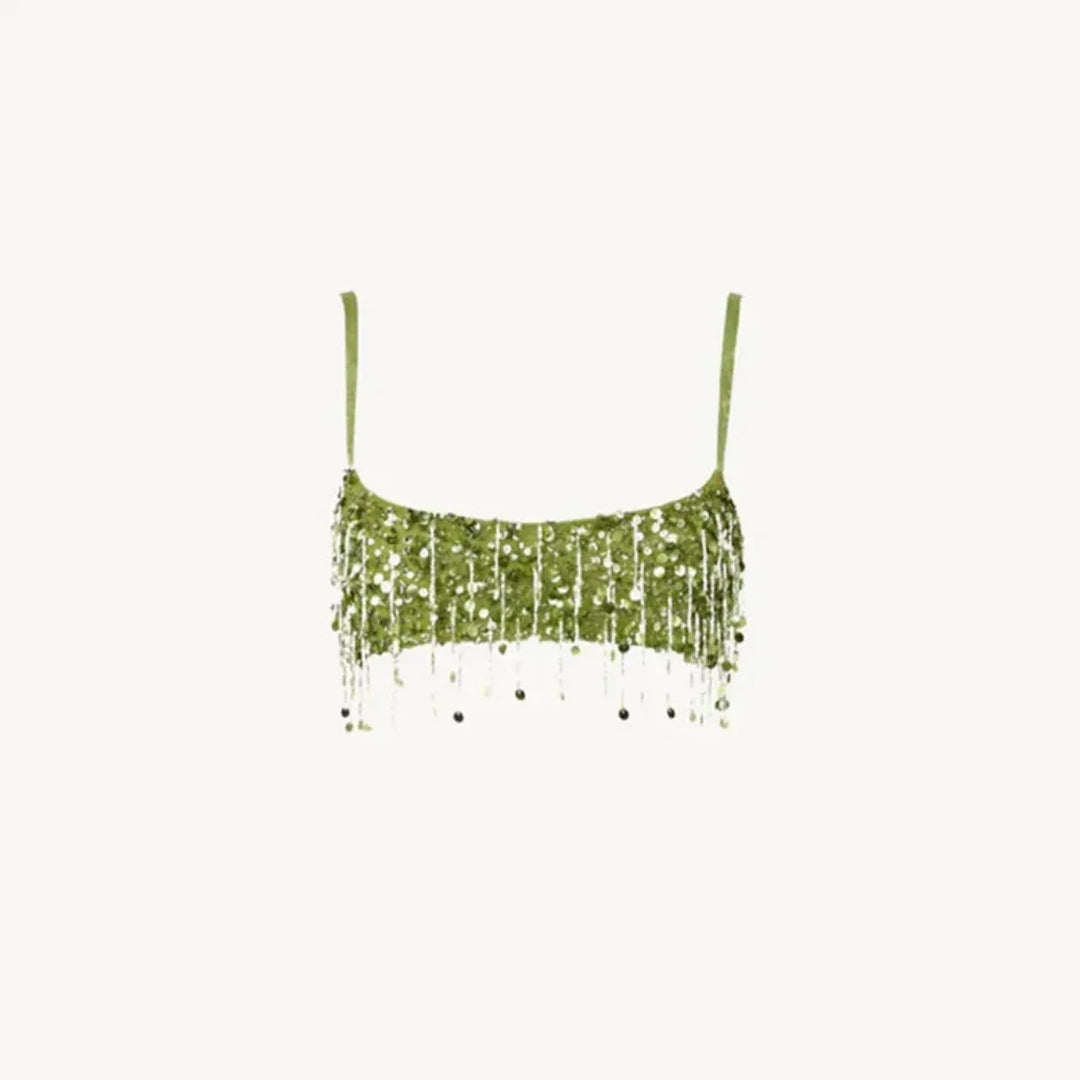Sequin Fringe Crop Top & Mini Skirt Party Set