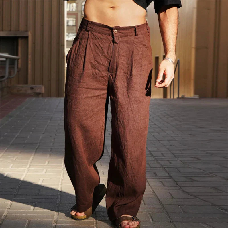 Darren | Stylish Wide-Leg Linen Trousers for Men