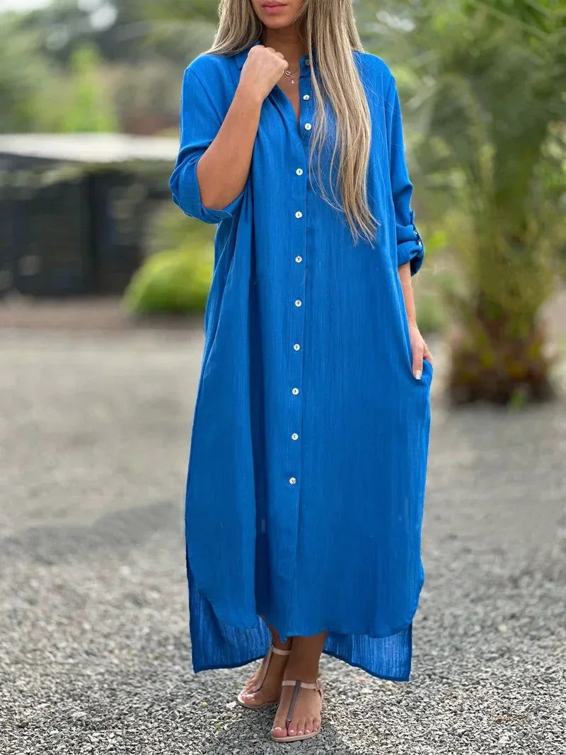 Mia | Elegant Cotton Hemp Summer Dress for Women