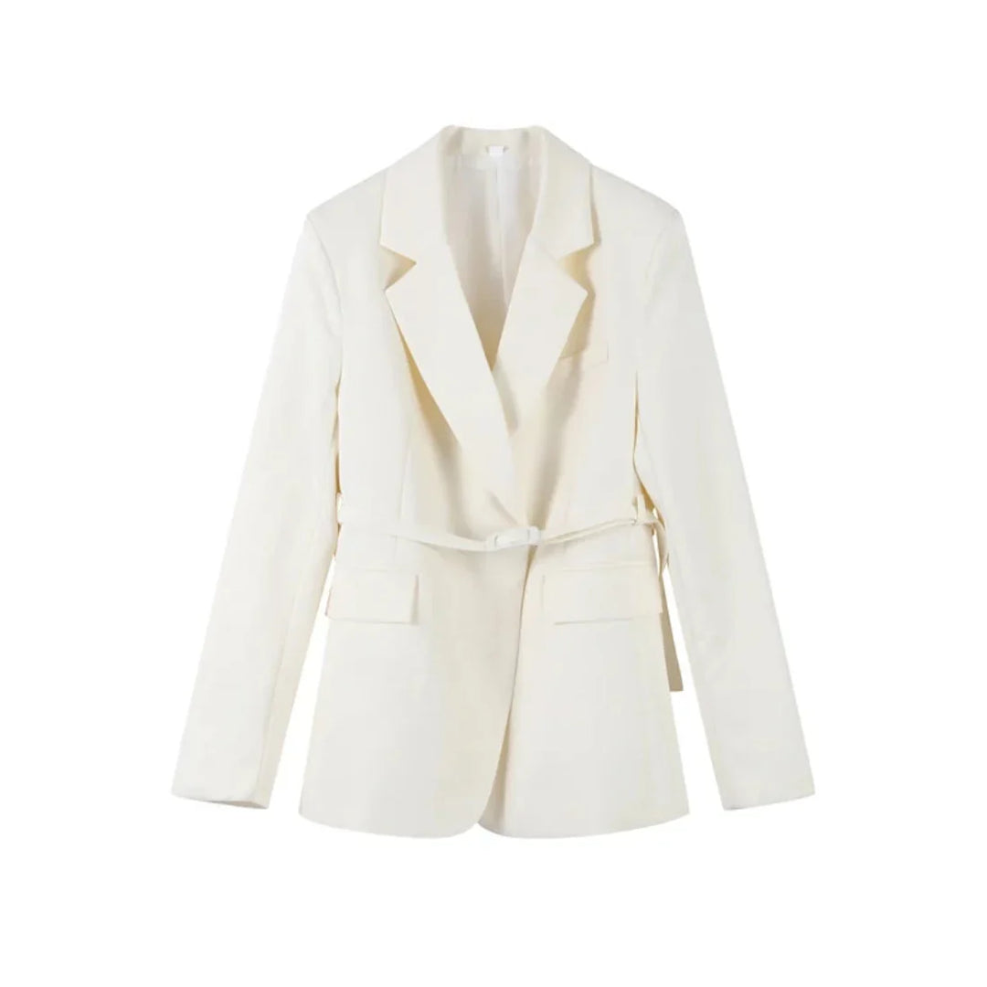 Belted Blazer & Wide-Leg Trouser Suit Set