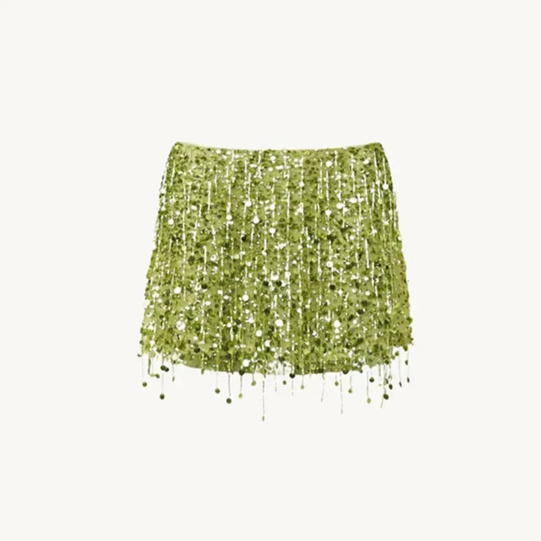 Sequin Fringe Crop Top & Mini Skirt Party Set