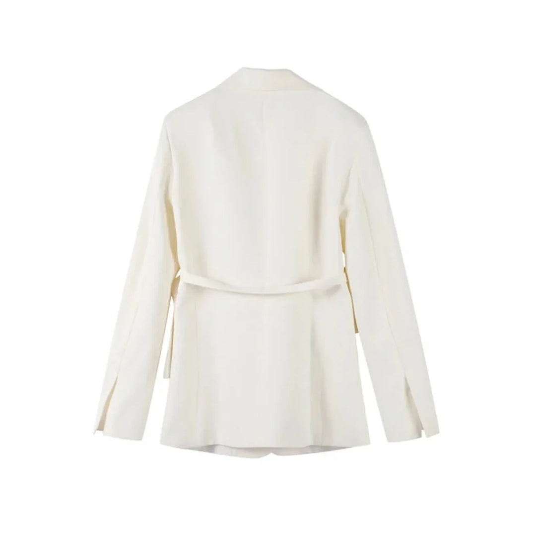 Belted Blazer & Wide-Leg Trouser Suit Set