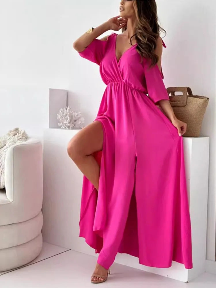 Amy | Elegant Cold-Shoulder Maxi Dress