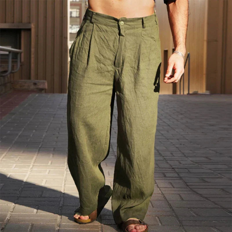 Darren | Stylish Wide-Leg Linen Trousers for Men