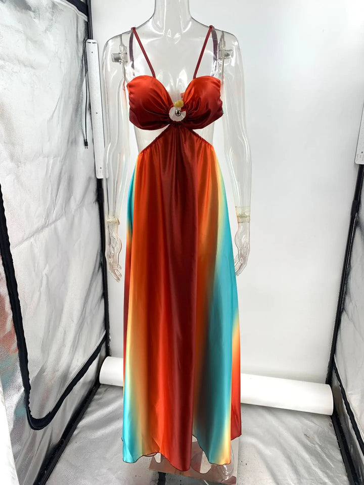 Gail | Elegant Satin Maxi Dress with Knot Front
