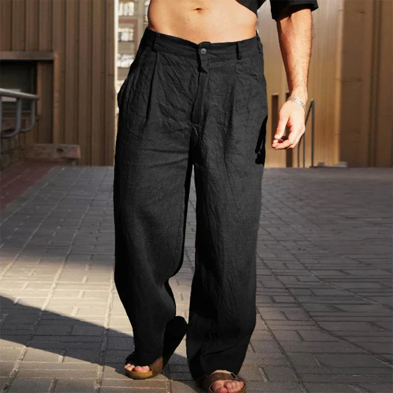 Darren | Stylish Wide-Leg Linen Trousers for Men