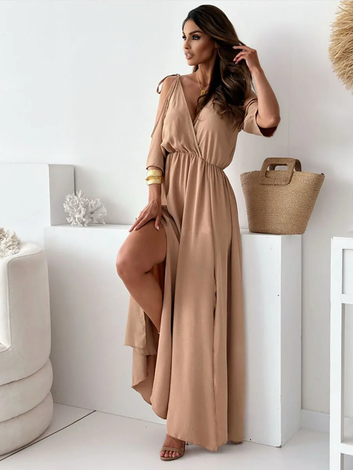 Amy | Elegant Cold-Shoulder Maxi Dress