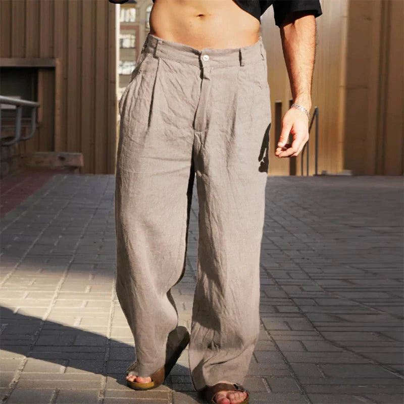 Darren | Stylish Wide-Leg Linen Trousers for Men