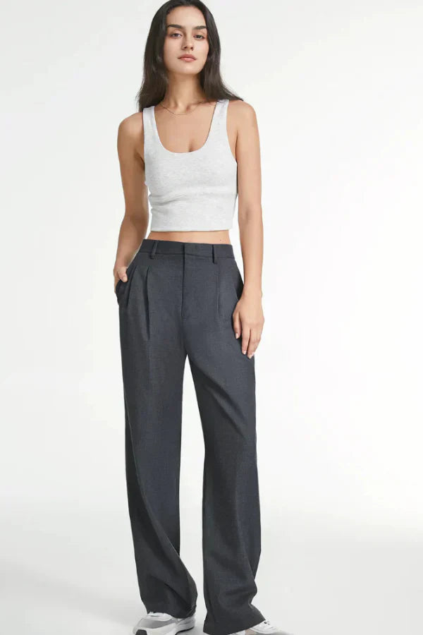 Janine | Charcoal Tailored Pants for Effortless Elegance
