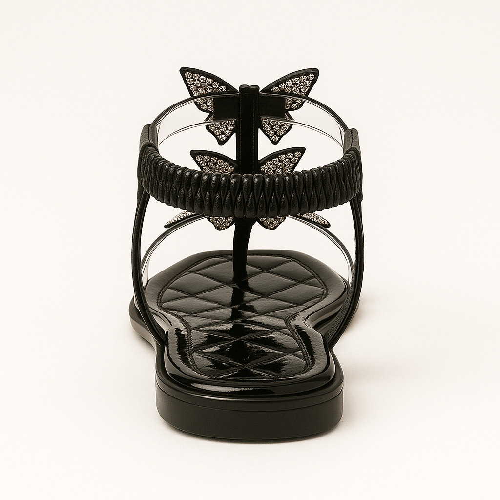 Karen | Glitter Sandals with Butterflies and Toe Strap