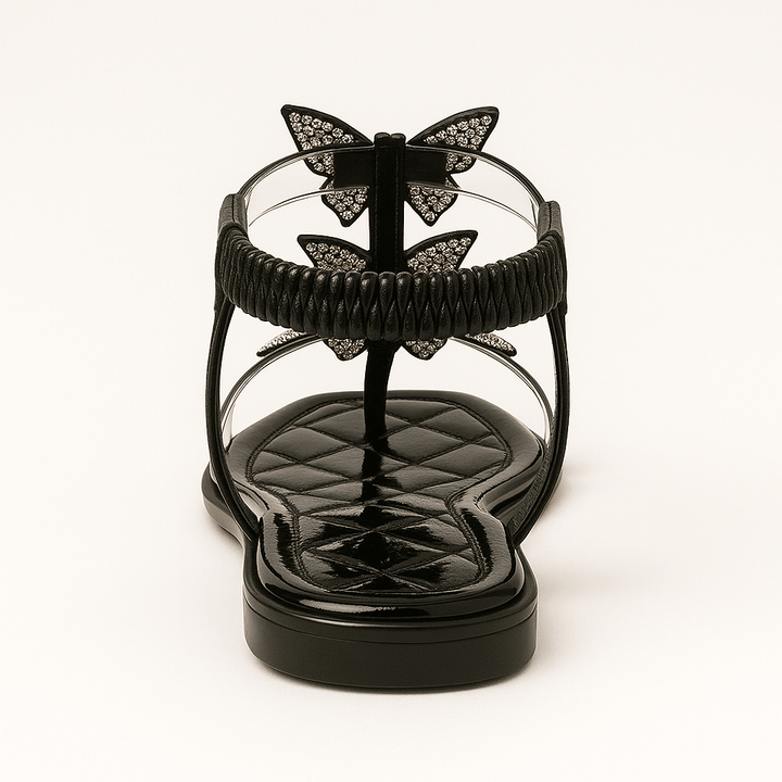 Karen | Glitter Sandals with Butterflies and Toe Strap