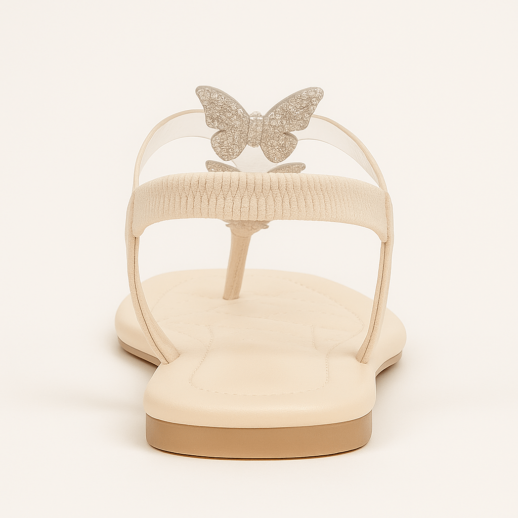 Karen | Glitter Sandals with Butterflies and Toe Strap