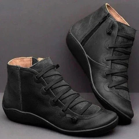 Ava | Chic Snug Fit Side Zip Ankle Boots with Contrast Panels