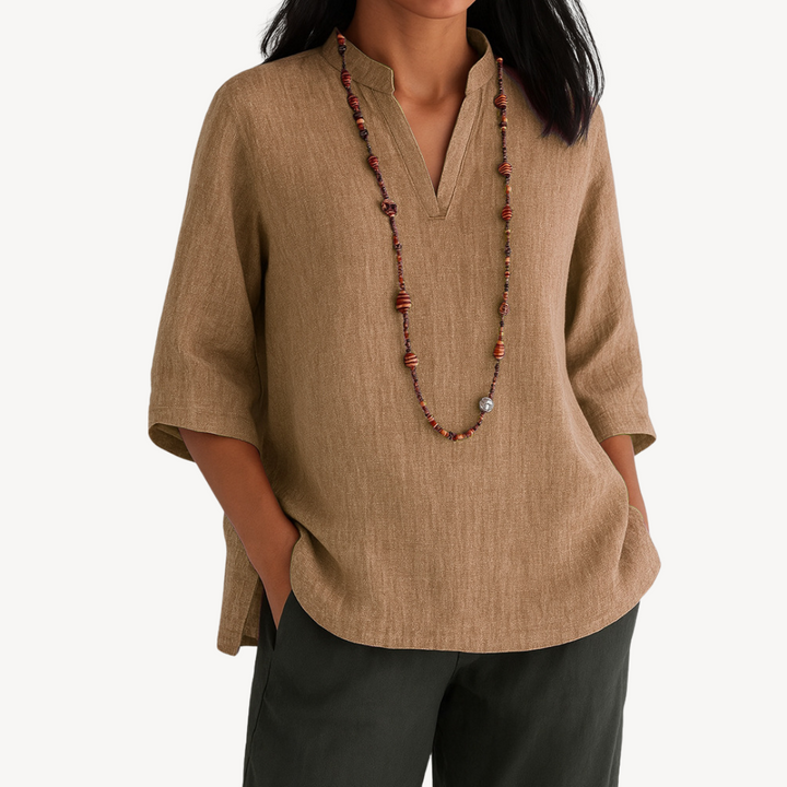 Linda | Elegant Linen Blend Tunic Top for Women