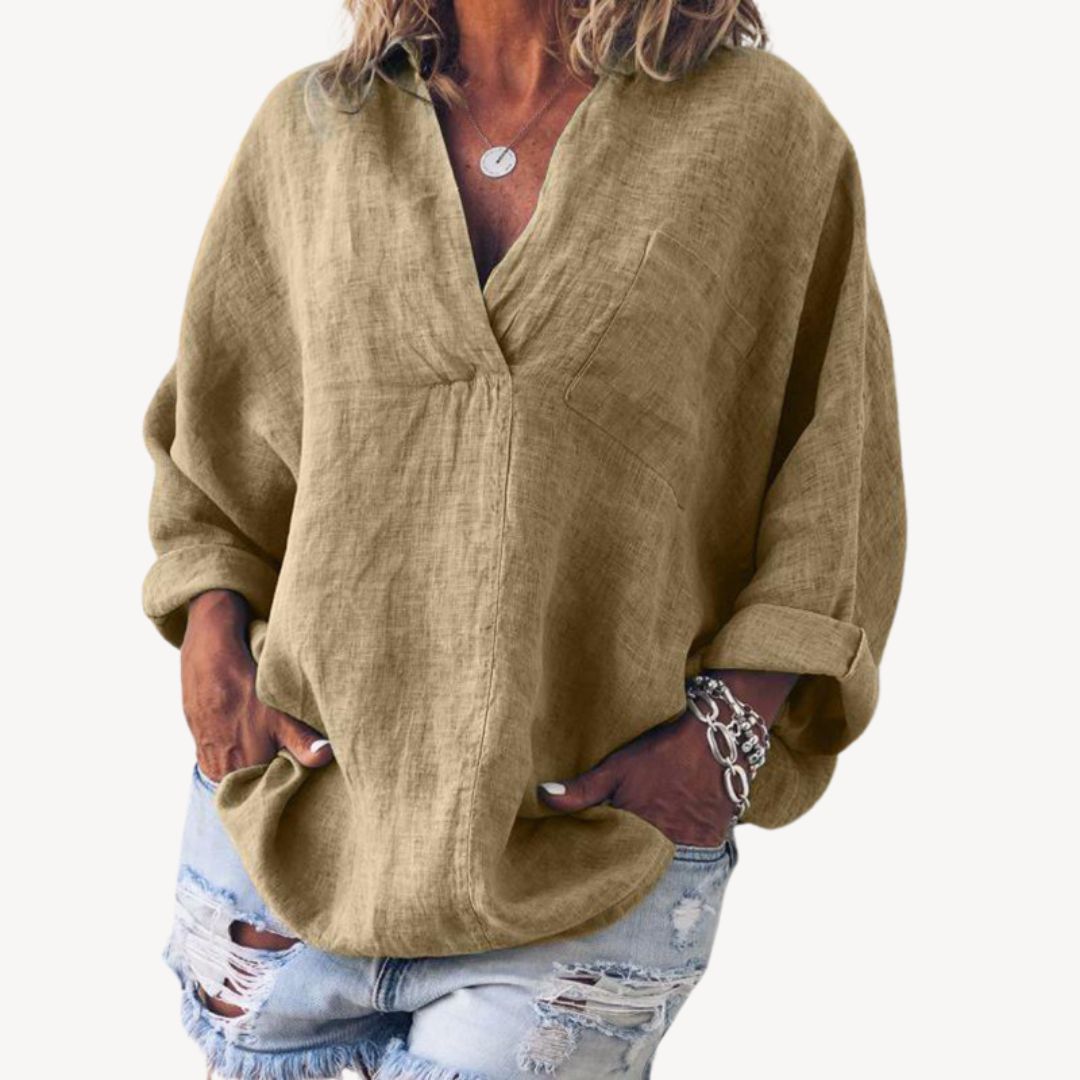 Doris | Casual Linen Blend Blouse