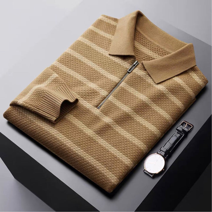 Jared | Men's Half-Zip Striped Polo Shirt