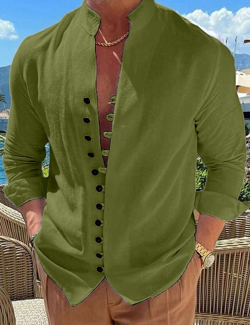 Benjamin | Cotton Linen Shirt with Long Sleeves for Men