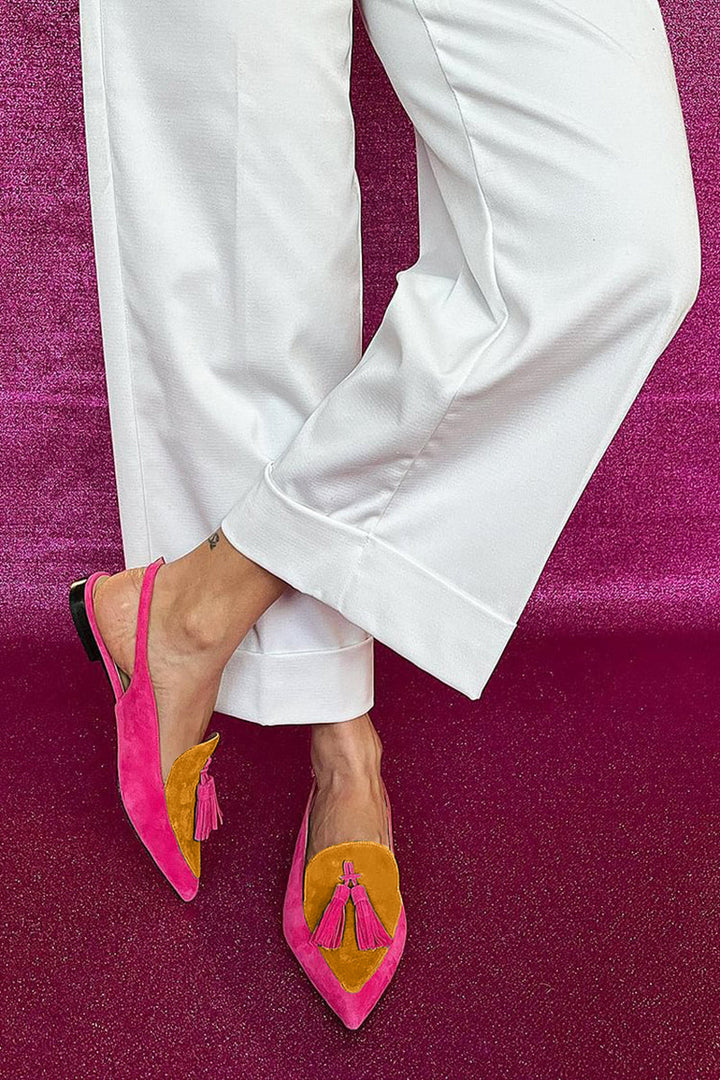 Rosaa | Colourful Ballerinas with Fringes and Decorative Ankle Strap