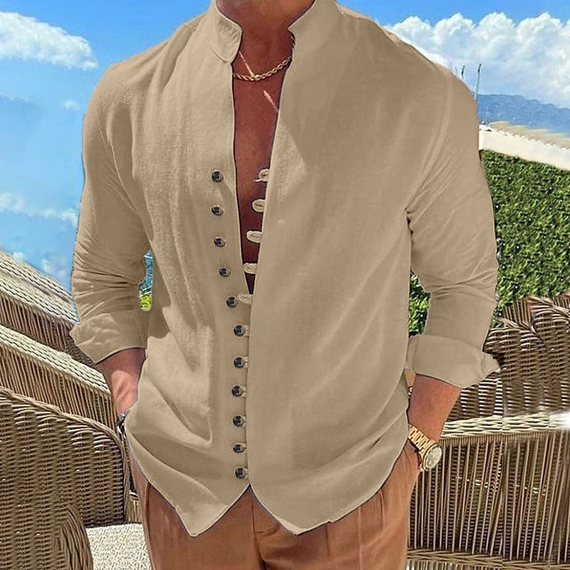 Benjamin | Cotton Linen Shirt with Long Sleeves for Men