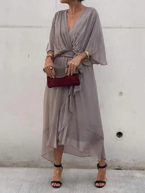 Whitney | Elegant Soft V-Neck Silk Dress for Women