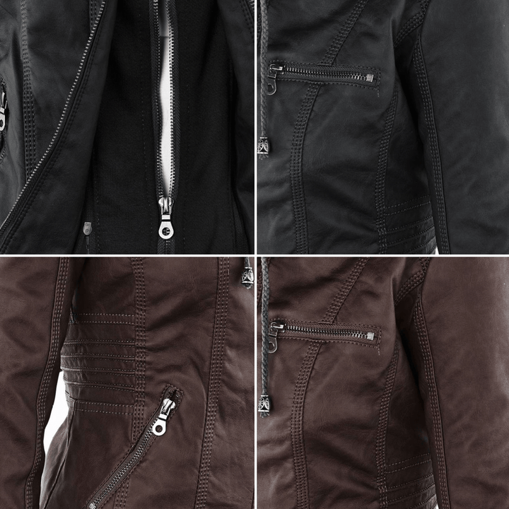 Eileen | Women's Hooded Slim Fit Biker Jacket