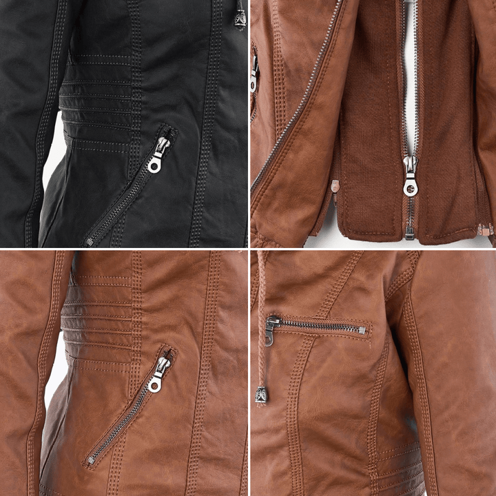 Eileen | Women's Hooded Slim Fit Biker Jacket