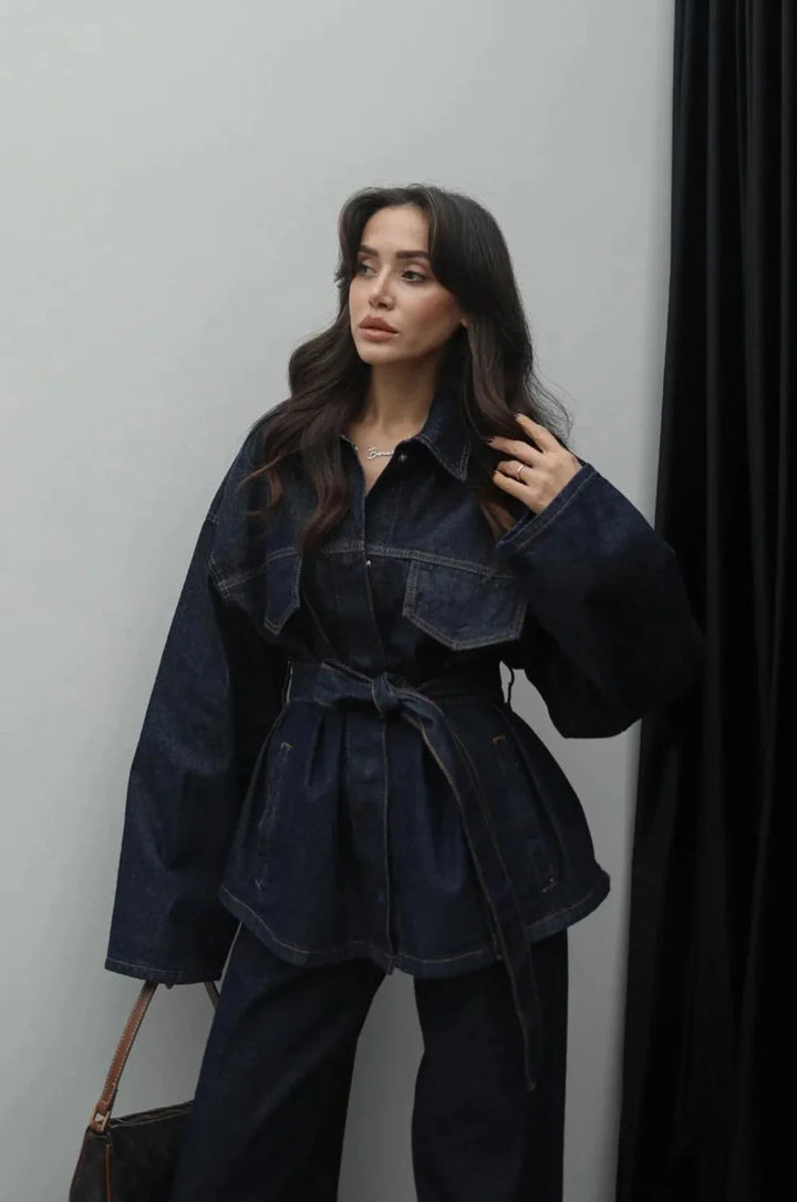 Denim Long Pants Co-Ord Set