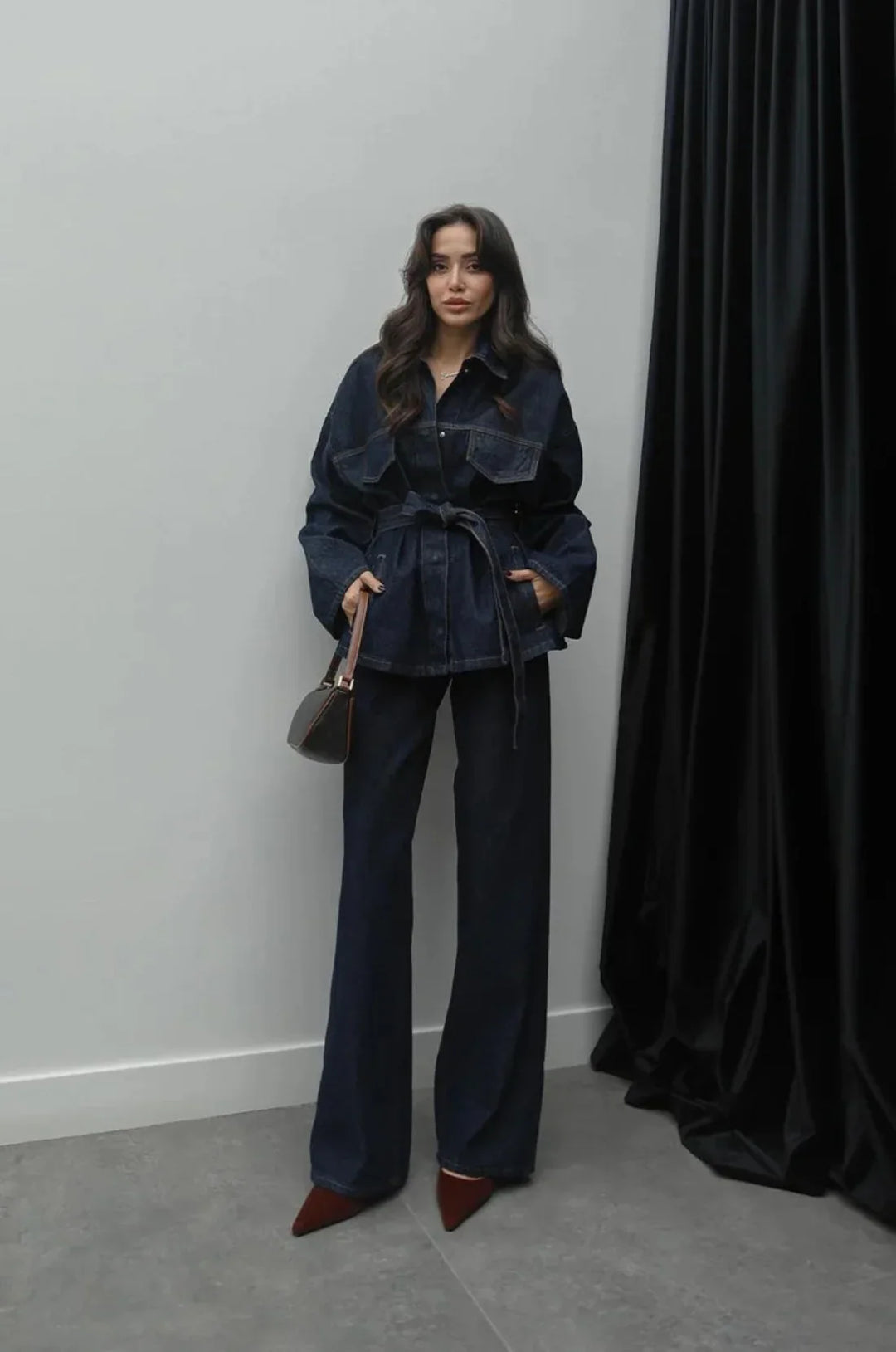 Denim Long Pants Co-Ord Set