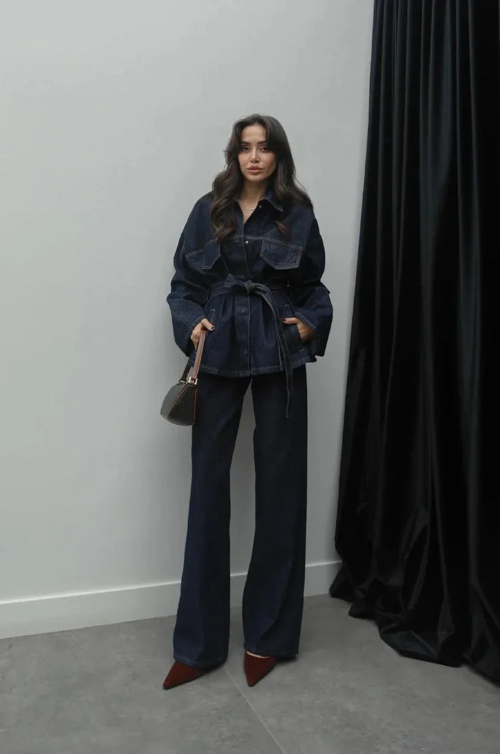 Denim Long Pants Co-Ord Set