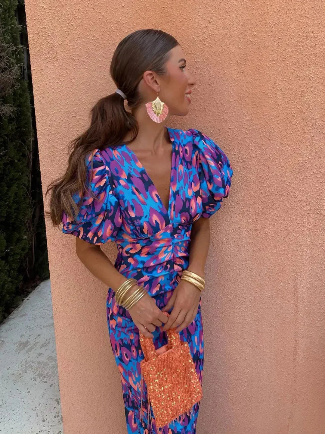 Dianna | Women’s Elegant Puff Sleeve Printed Dress