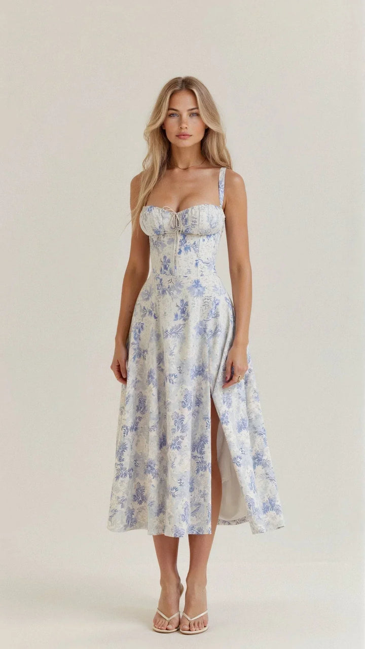 Nora | Elegant Floral Bustier Midriff Waist Shaper Dress