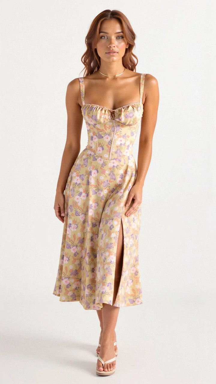 Nora | Elegant Floral Bustier Midriff Waist Shaper Dress