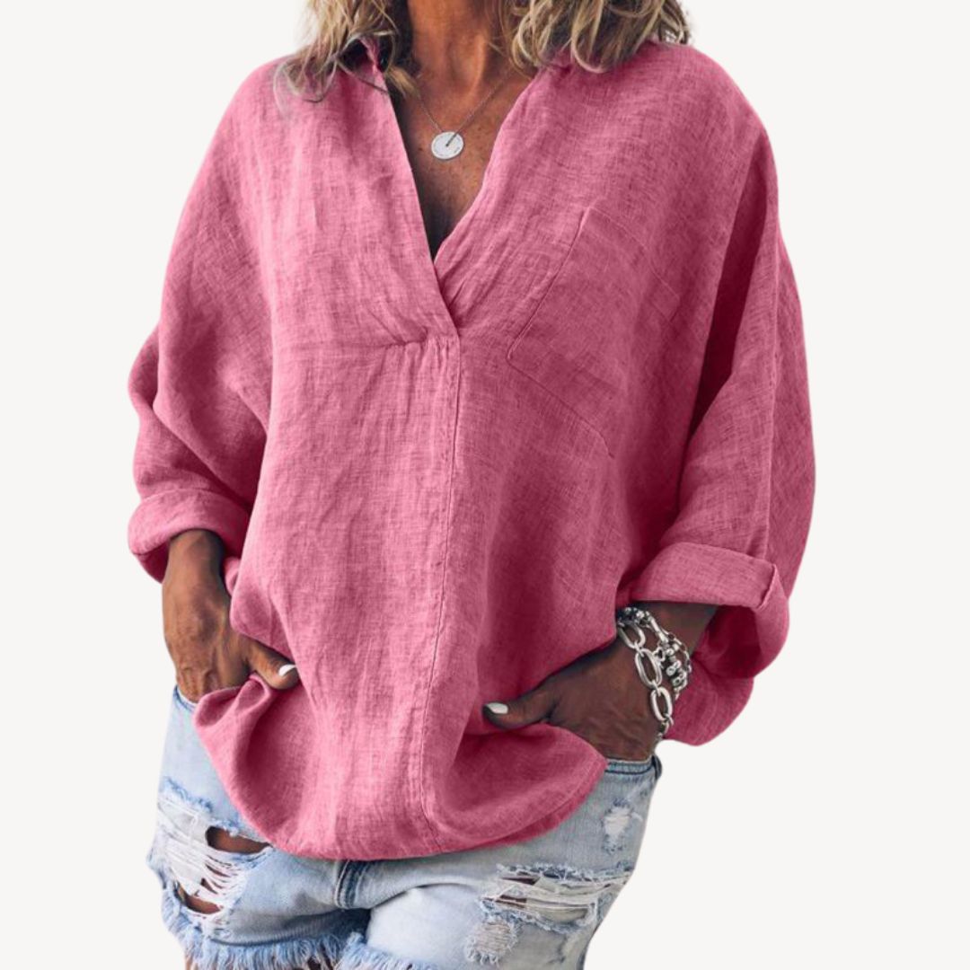 Doris | Casual Linen Blend Blouse